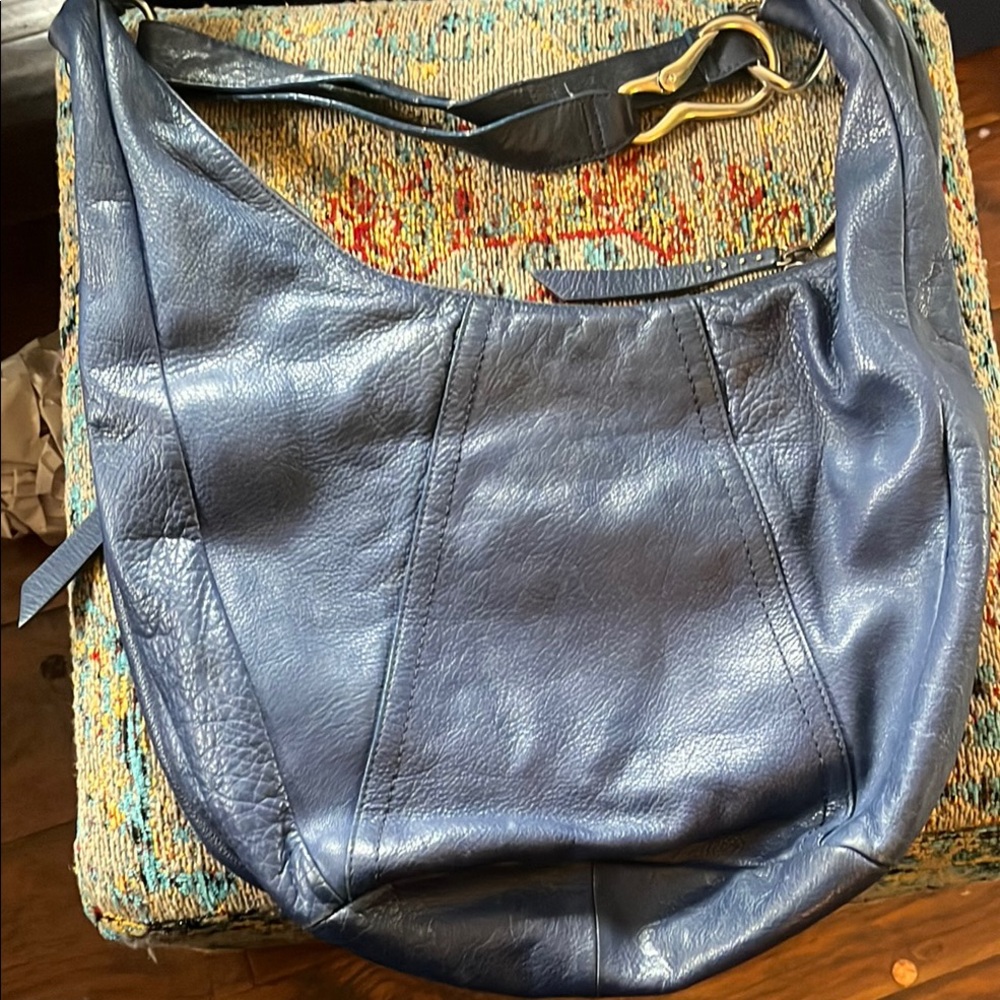 Blue leather Hobo International bag.